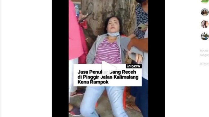 Ibu penjual jasa tukar uang pingsan usai dirampok di Jalan Klimalang Raya, Bekasi.