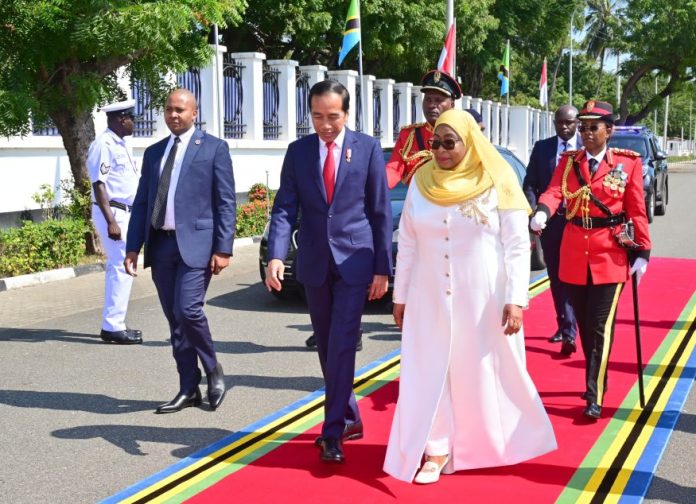 Presiden Jokowi dan Presiden Tanzania Samia Saluhu.