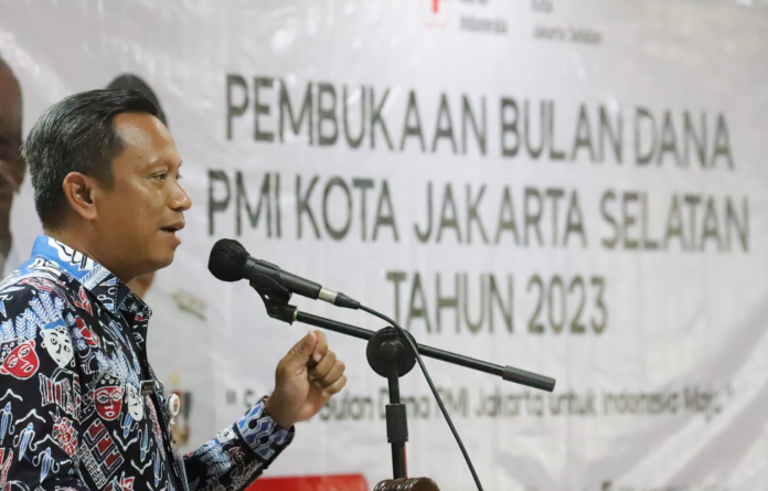 Wali Kota Jaksel Munjirin saat membuka Bulan Dana PMI tahun 2023.