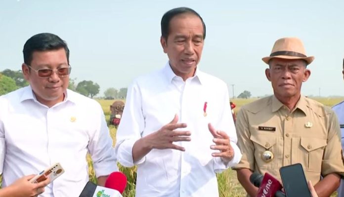 Presiden Jokowi panen raya padi di Subang, Jawa Barat.