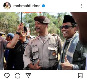 Tangkapan layar unggahan Mahfud MD.  