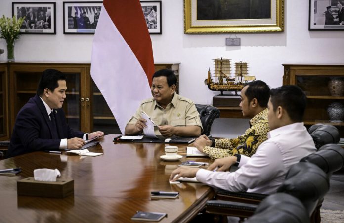 Presiden Prabowo memanggil Menteri BUMN Erick Thohir ke Istana Merdeka, Jakarta, pada Rabu (4/6/2025).