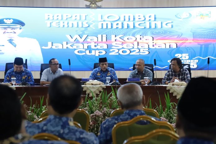 Rapat Teknis Lomba Mancing Piala Walikota Cup IV di Ruang Gelatik Utama Kantor Walikota Administrasi Jakarta Selatan, Rabu (1/10/2025).