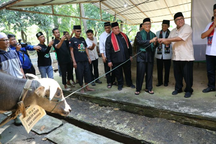 Wakil Gubernur DKI Jakarta Rano Karno mengaku terkejut saat menyaksikan langsung tradisi Andilan Kebo yang digelar Forum Betawi Rempug (FBR) di Taman Kerempugan Korwil FBR, Jakarta Timur, Kamis (19/3).