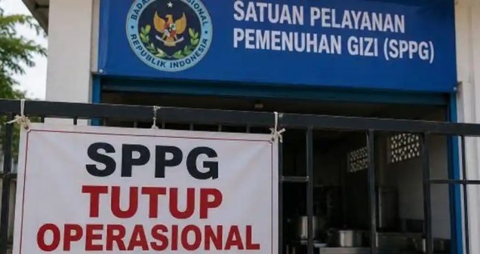 Ilustrasi dapur SPPG ditutup.