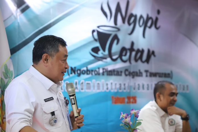 Wakil Wali Kota Administrasi Jakarta Selatan Firmanuddin Ibrahim dalam Forum Diskusi bertajuk Ngopi Cetar yang digelar Bakesbangpol Jakarta Selatan, Kamis (20/8/2026).
