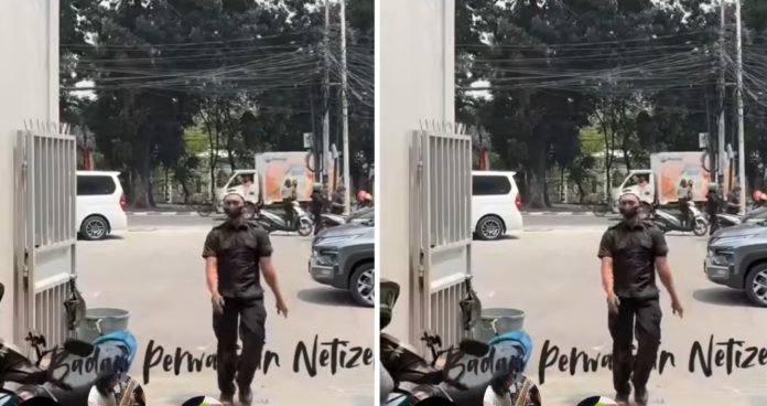 Tangkapan layar petugas sekuriti perusahaan mencoba menghalangi kedatangan BPN.